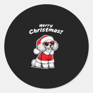 Adesivo Poodle de brinquedo de Natal Cachorro do Papai Noe