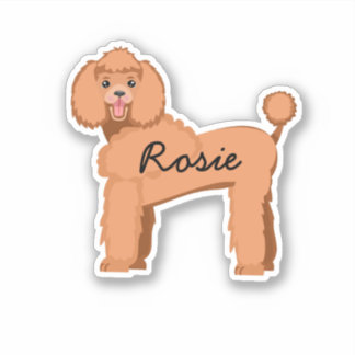 Adesivo Poodle de damasco com nome de cão personalizado