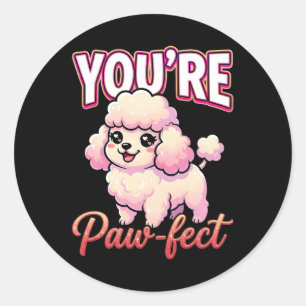 Adesivo Poodle de São Valentim Fofo – Você é Pat-perfeito