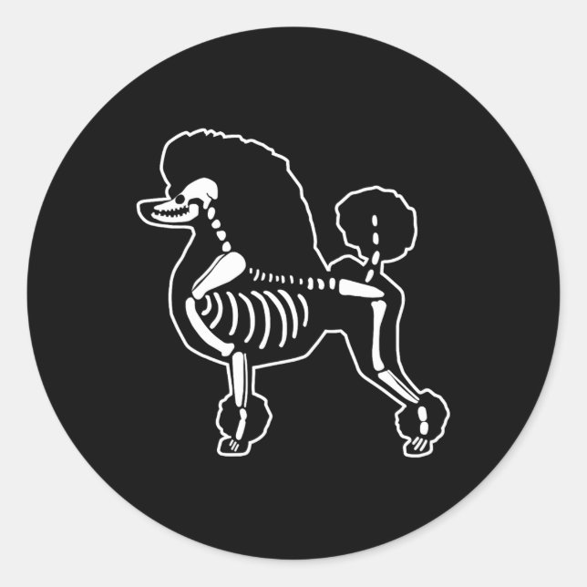 Adesivo Poodle Dog Skeleton Halloween Dogs Lover Ow (Frente)