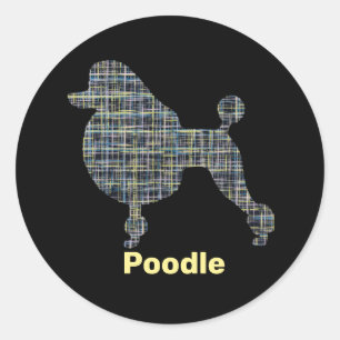 Adesivo Poodle Dog Yellow & Blue Grid