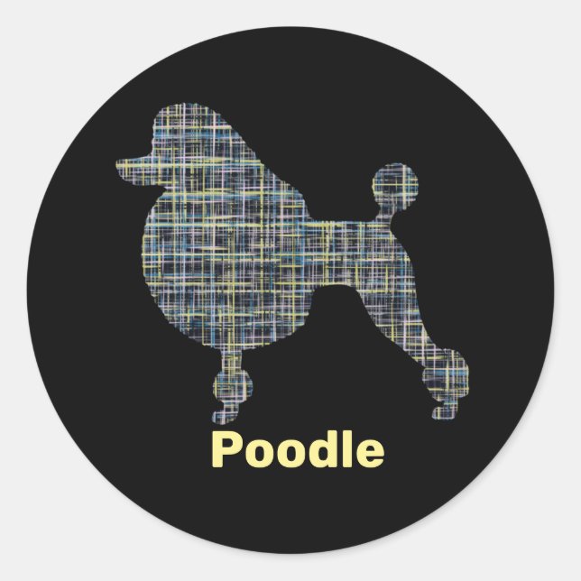 Adesivo Poodle Dog Yellow & Blue Grid (Frente)