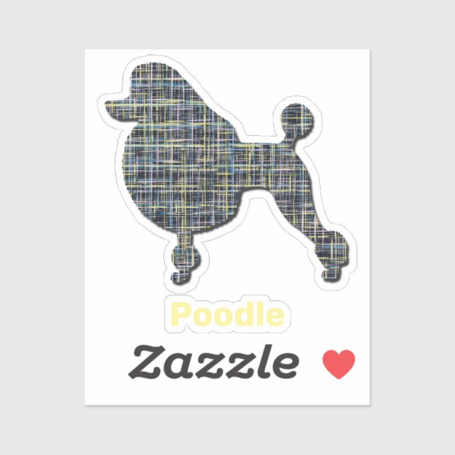 Adesivo Poodle Dog Yellow & Blue Grid Classic Cut Sticker (Folha)