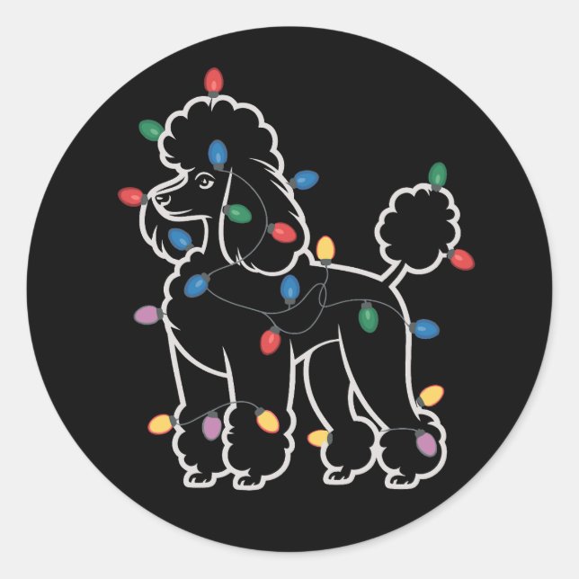 Adesivo Poodle Dogs Tree Christmas Xmas Pet Animal Dog  (Frente)