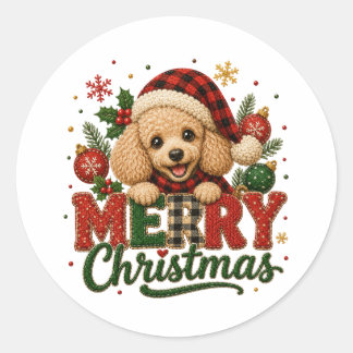Adesivo Poodle Fofo Feliz Natal