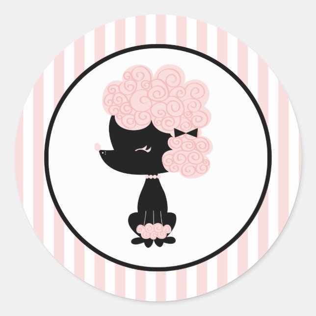 Adesivo Poodle Francês de Desenho Animado (Frente)