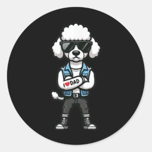 Adesivo Poodle I Love Pai Engraçado Tatuagem De Cachorro