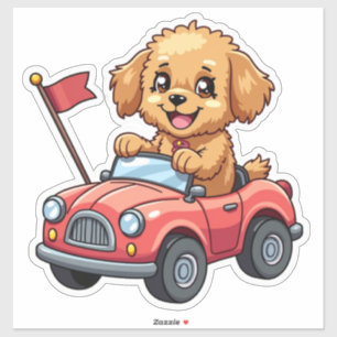 Adesivo Poodle Kawaii no carro dos brinquedos