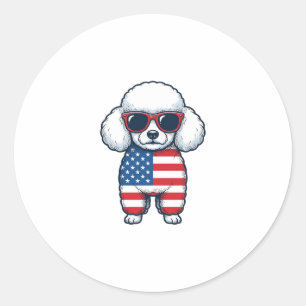 Adesivo Poodle Patriótico de Óculos de Sol Desenho Vetoria
