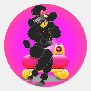 Adesivo Poodle Preto Retroativo no Telefone