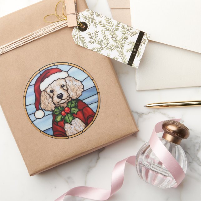 Adesivo Poodle Stainle Glass Christmas (Presentear)