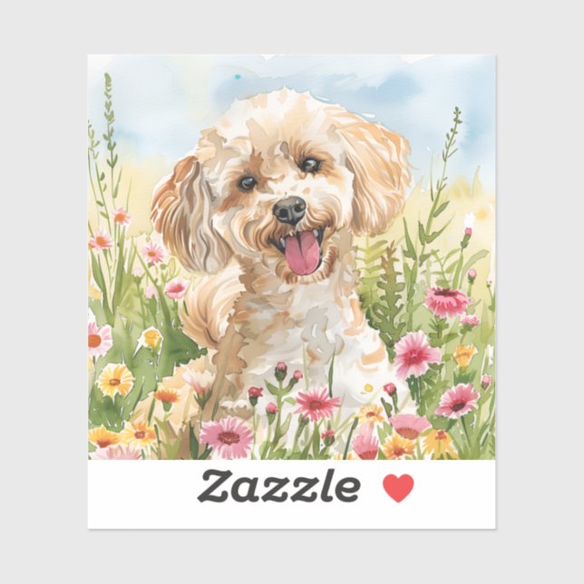 Adesivo Poodle Sticker – Watercolor Design (Folha)