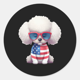 Adesivo Poodle Toy Com Bandeira Patriótica Dos EUA Dia Da 