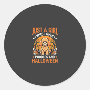 Adesivo Poodles Halloween Menina Amante de Cachorro Design