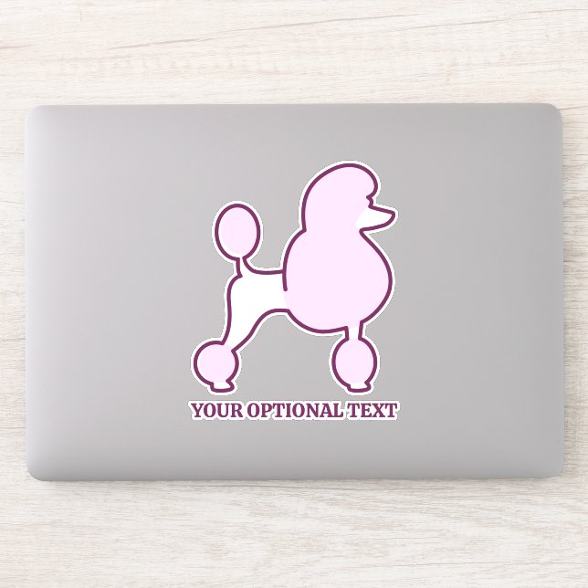 Adesivo Poodles Rosa de Texto Personalizado (Computador)