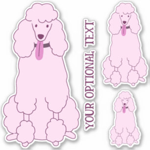 Adesivo Poodles Rosa de Texto Personalizado