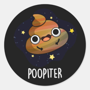 Adesivo Poopiter Funny Planet Júpiter Pun Dark BG