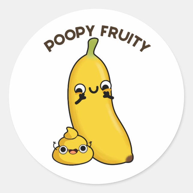 Adesivo Poopy Fruity Fruta Engraçada Banana Pun (Frente)