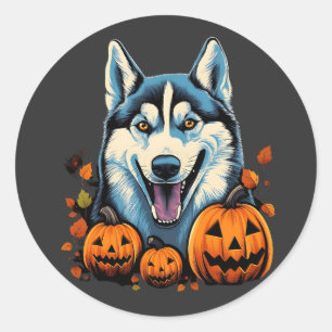 Adesivo Pop Art Sorridente Cachorro Rouco com Pumpkins Hal