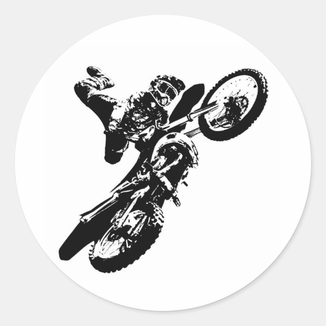 Adesivo Pop de Arte Branca Negra Motocross Motorcyesporte (Frente)