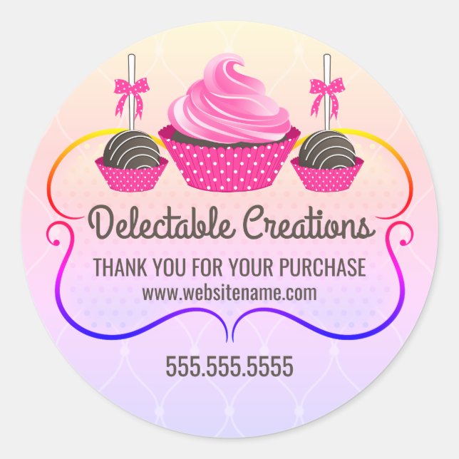 Adesivo Pop De Bolo cupcake Arco-Íris Dessert Caixas (Frente)