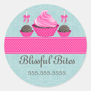 Adesivo Pop de bolos de Cupcake elegantes