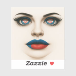 Adesivo Pop de Retrato de Beleza e Lábios croata