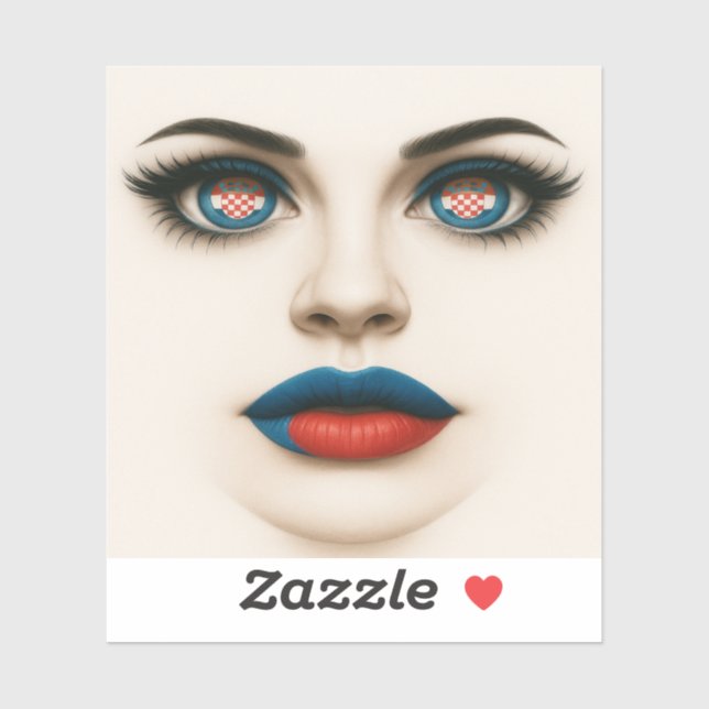 Adesivo Pop de Retrato de Beleza e Lábios croata (Folha)