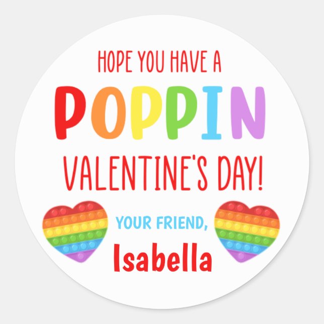 Adesivo Pop Fidget Valetine's Day Favor Stickers (Frente)