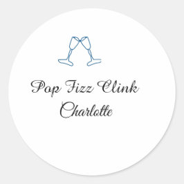 Adesivo Pop fizz clink blue champagne bottle new year