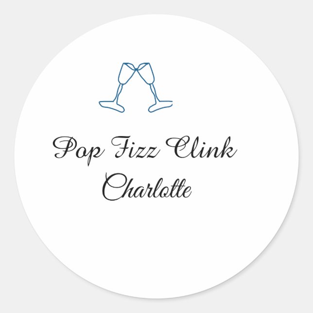 Adesivo Pop fizz clink blue champagne bottle new year (Frente)