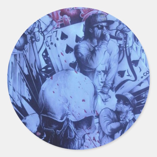 Adesivo Pop Músicos Impressão de Arte Roxo Azul (Frente)