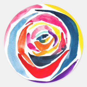 Adesivo pop rosa de aquarela abstrato