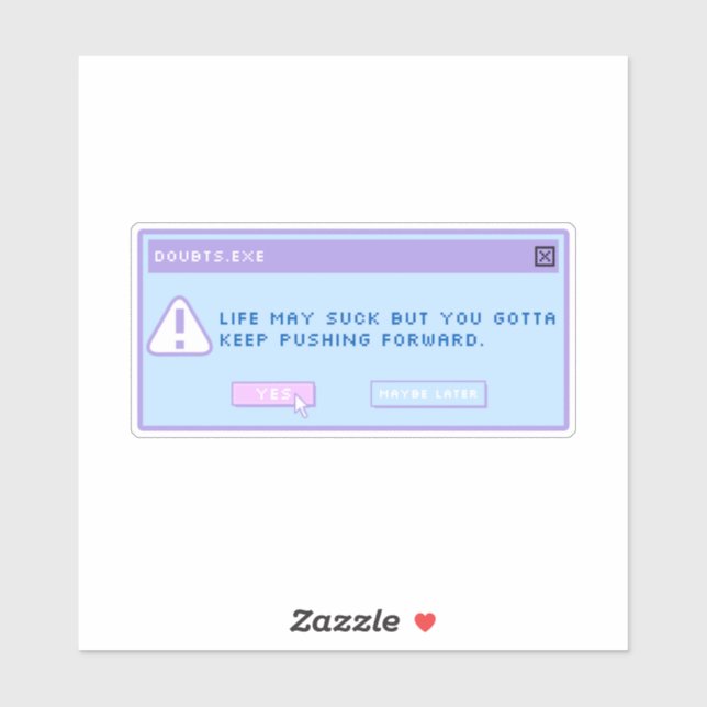Adesivo pop-up Dúvida.exe (Folha)