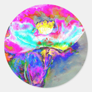Adesivo Pópia rosa, pintura floral aquosa