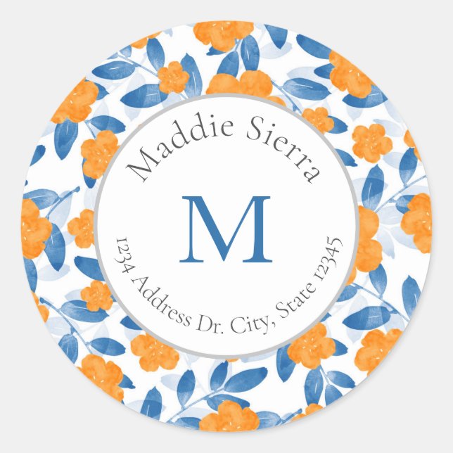 Adesivo Poppies de Aquarela e Folhas de Rótulos de Padrão (Frente)