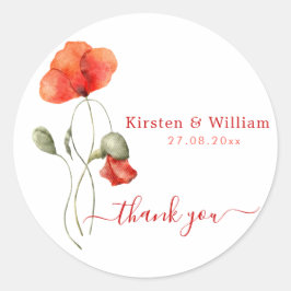 Adesivo Poppies Elegante De Aquarela - Muito Obrigado