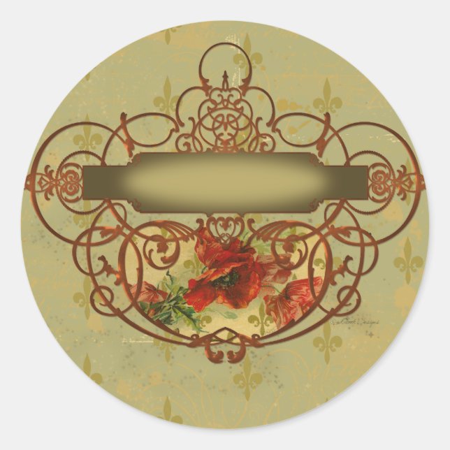 Adesivo Poppies Fleur de Lis Estilo Vitoriano (Frente)