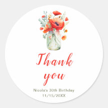Poppies vermelhos Mason Jar Birthday