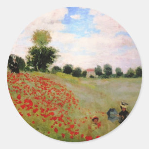 Adesivo Poppies vermelhos por Monet - Poppy Field Parasol