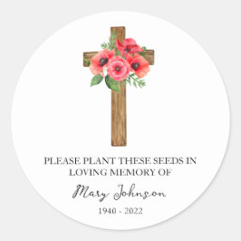 Adesivo Poppy Cross Memorial Funeral Seed Packet