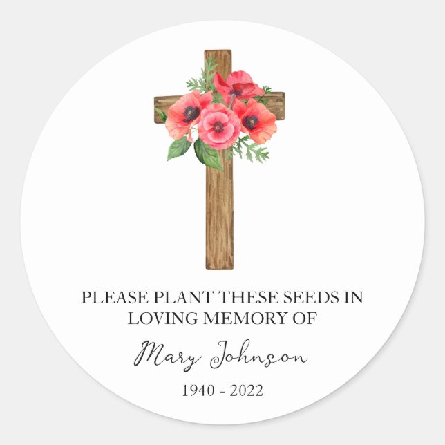 Adesivo Poppy Cross Memorial Funeral Seed Packet (Frente)