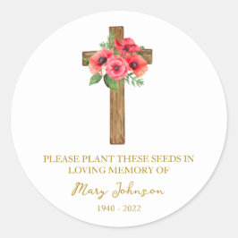 Adesivo Poppy Cross Memorial Funeral Seed Packet