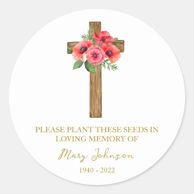 Adesivo Poppy Cross Memorial Funeral Seed Packet (Frente)