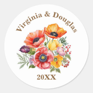 Adesivo Poppy Flowers Invitation Envelope Seal