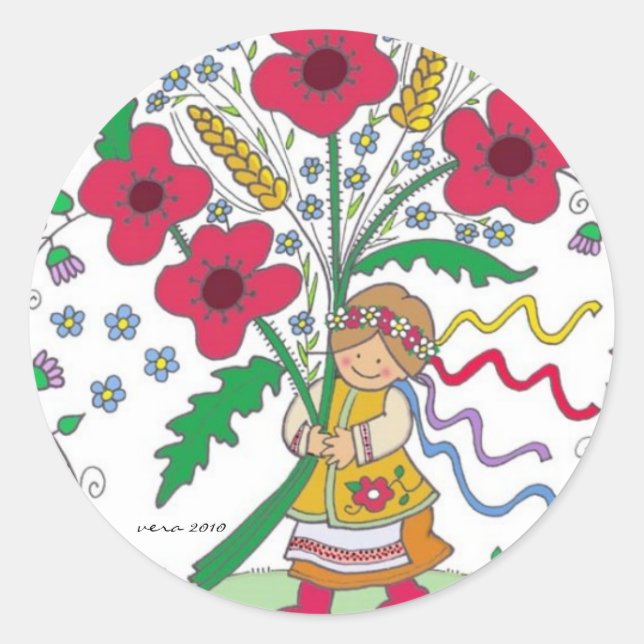 Adesivo Poppy Girl Ucraniano Folk Art (Frente)