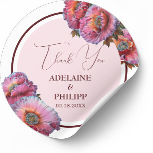 Adesivo Poppy in Bloom Elegante Floral Obrigado Casament