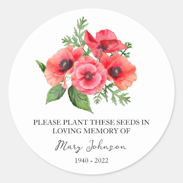 Adesivo Poppy Memorial Funeral Seed Packet (Frente)