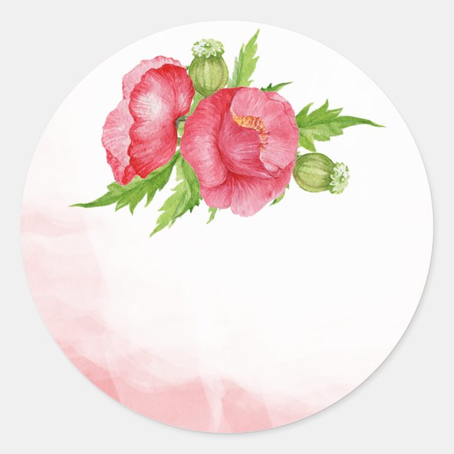 Adesivo Poppy Watercolor Pharma Vinhetas De Casamento (Frente)