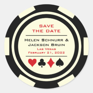 Adesivo Pôquer Branco Negro de Vegas Casamento Salve a Da